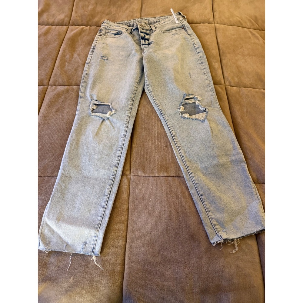 Old Navy OG Straight High Rise Distressed Light Wash Jeans Size 8